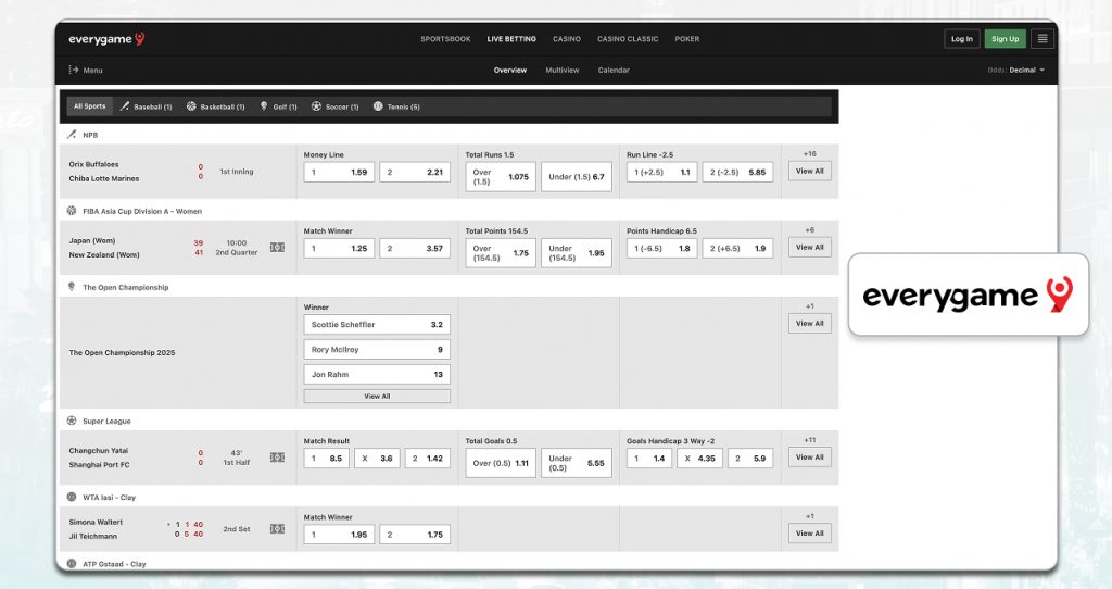 A Screenshot Showing The Betting Interface Of Everygame