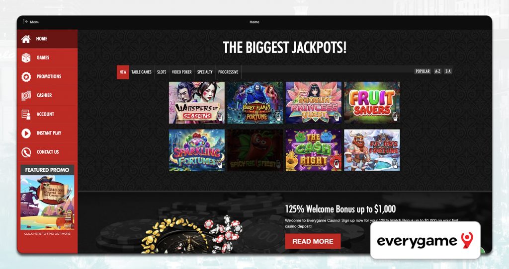 A Screenshot Showing The Casino Interface Of Everygame