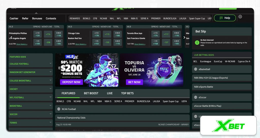 A Screenshot Showing The Homepage Interface Of Xbet