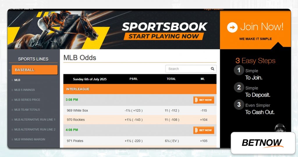 A Screenshot Showing The Sportsbook Interface Of Betnow
