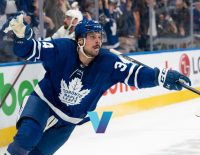 Auston Matthews celebrating a goal