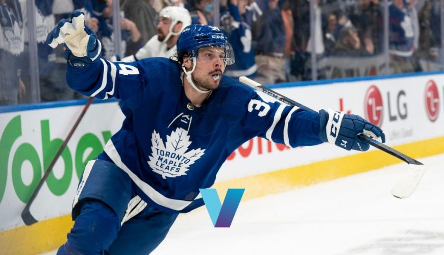 Auston Matthews celebrating a goal